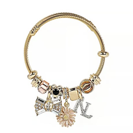 nicolelee ボウゴールドチャームブレスレット