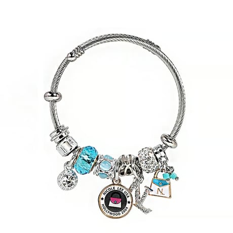 nicolelee ブルーシルバーチャームブレスレット
