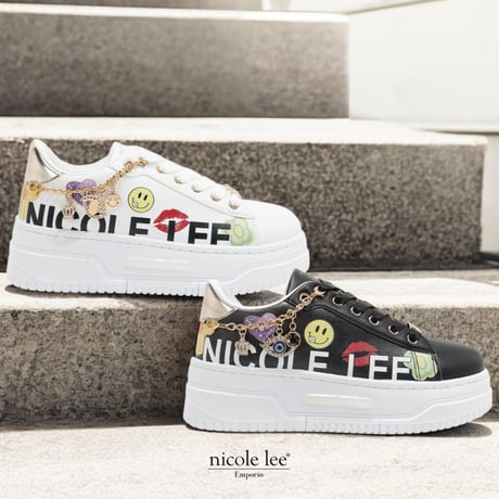 nicolelee ファッションチャームスニーカー★WHITE★